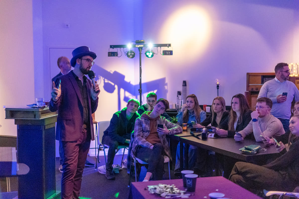 Company quiz night with presenter